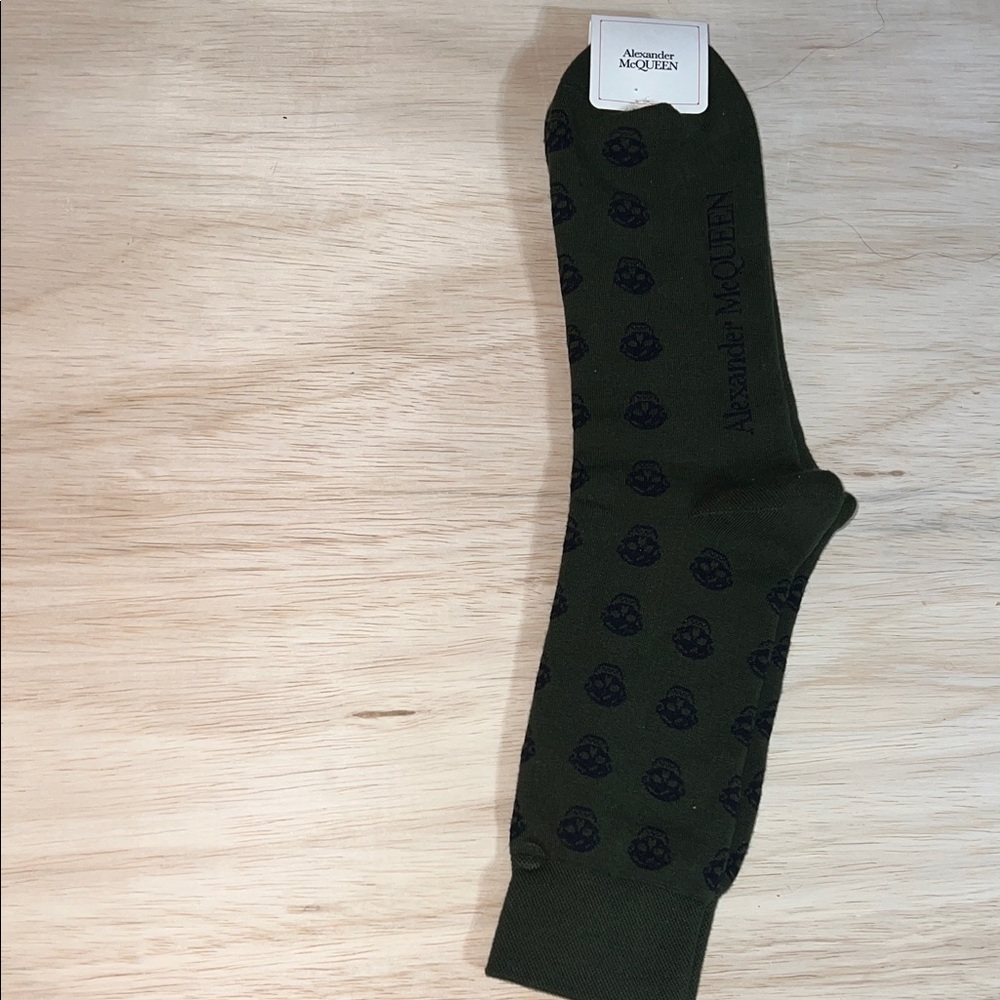 Alexander McQueen Olive and Black Patterned Socks